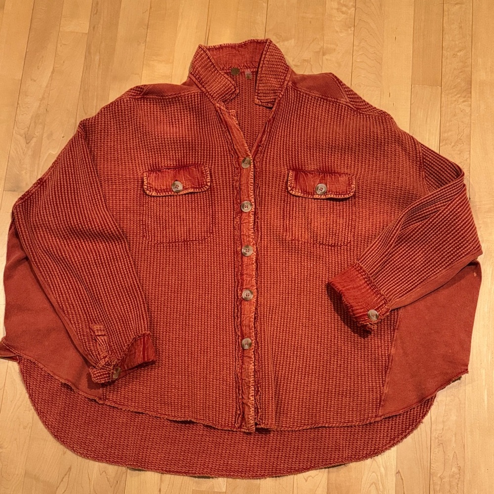 Free People Rust Button Down Shirt